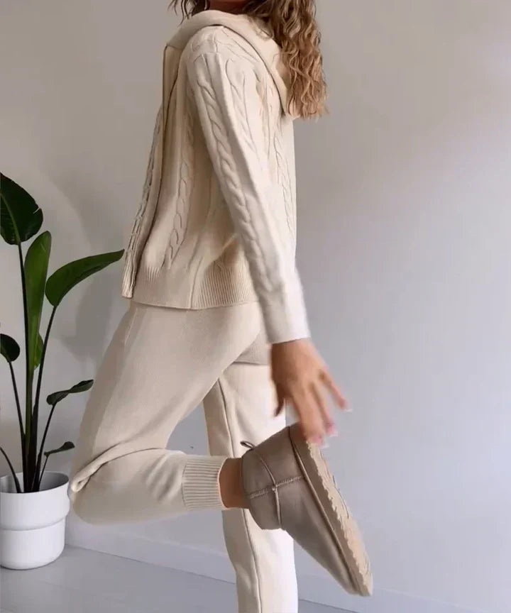 Linda Two-piece set casual jacquard knit sweater