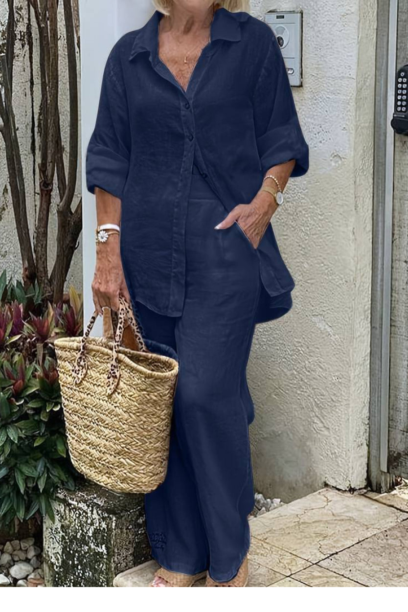 Amethyst™ Relaxed Shirt & Trousers Two-Piece Set