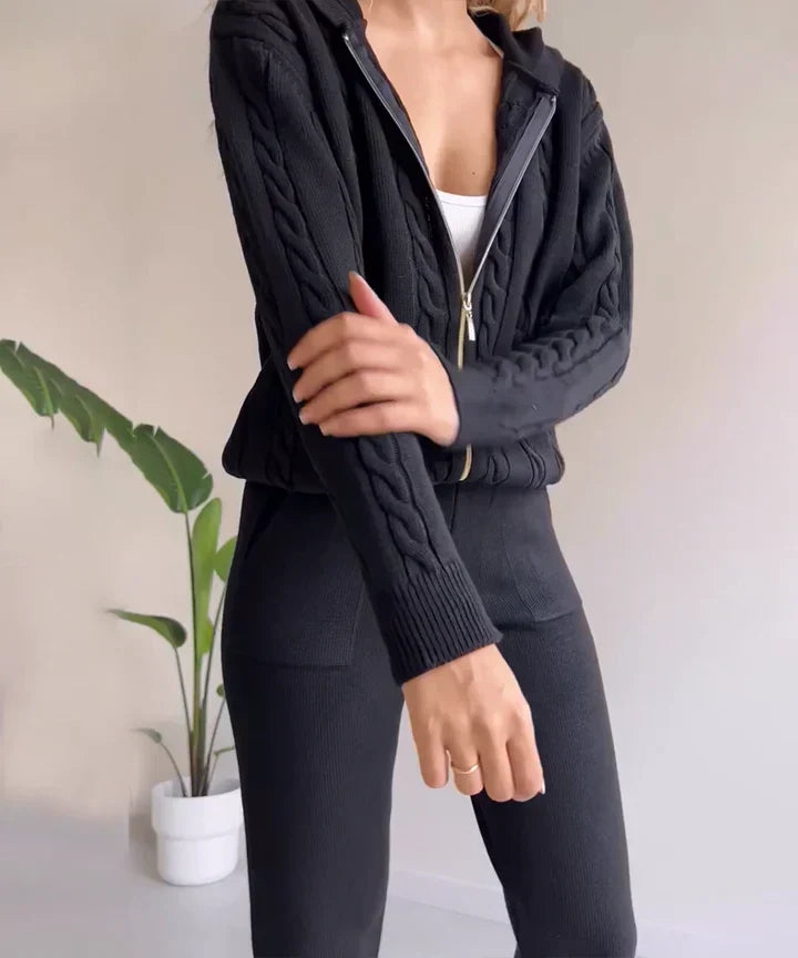Linda Two-piece set casual jacquard knit sweater