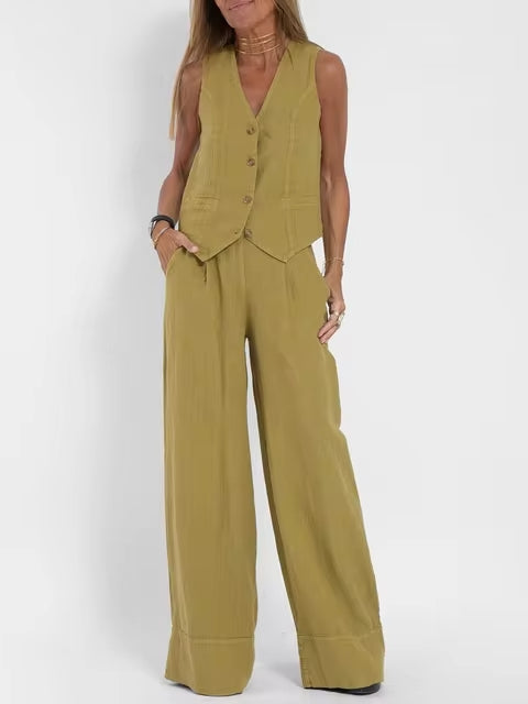 Ashia™ Women Sleeveless V-neck 2 Piece Set