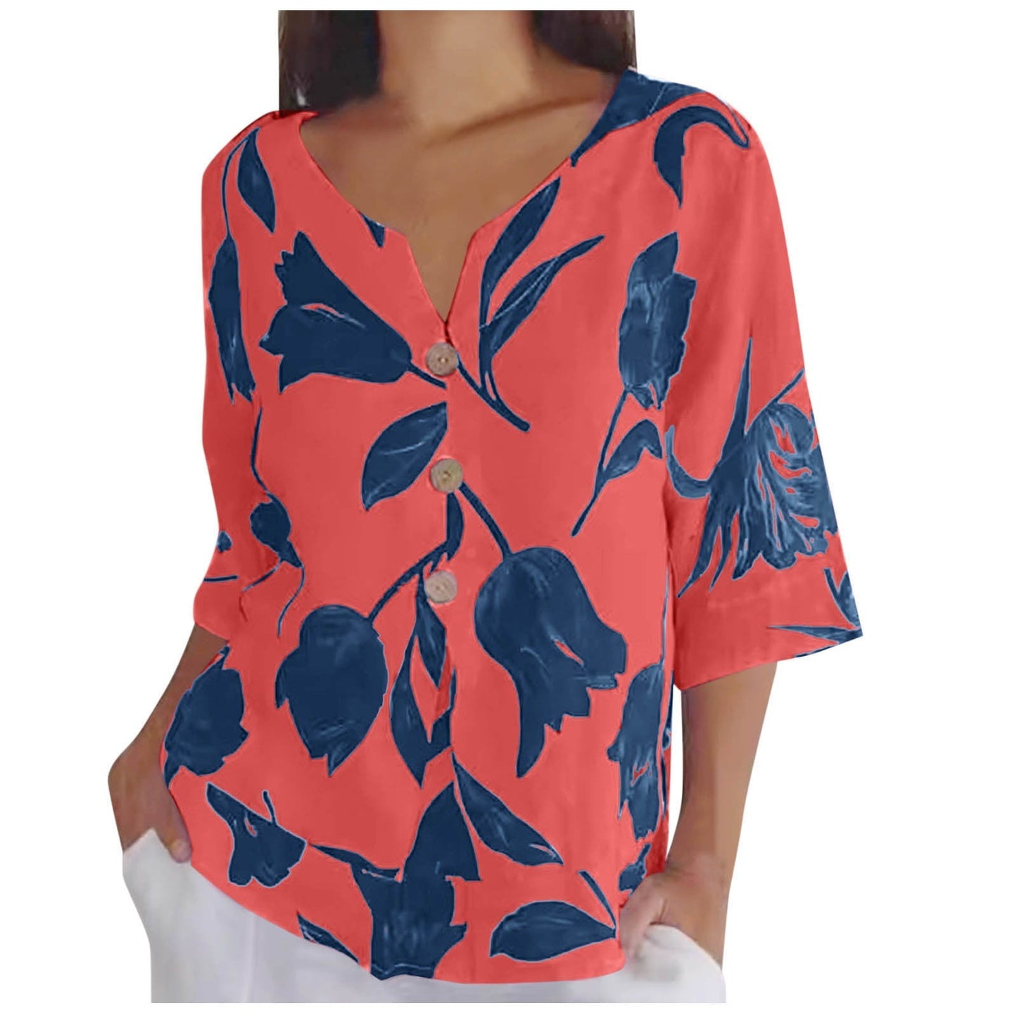 Talia™  Floral Button Top