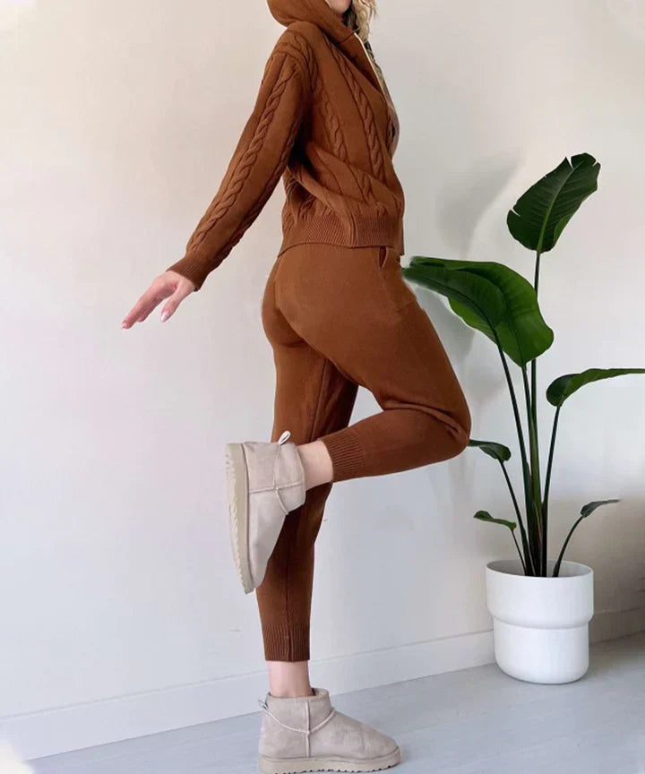 Linda Two-piece set casual jacquard knit sweater