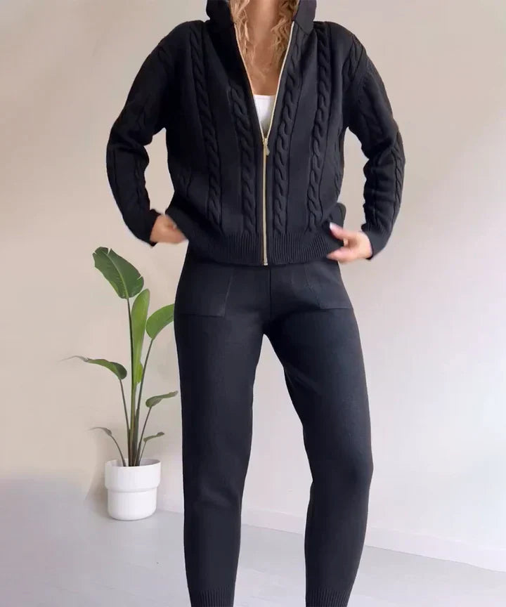 Linda Two-piece set casual jacquard knit sweater