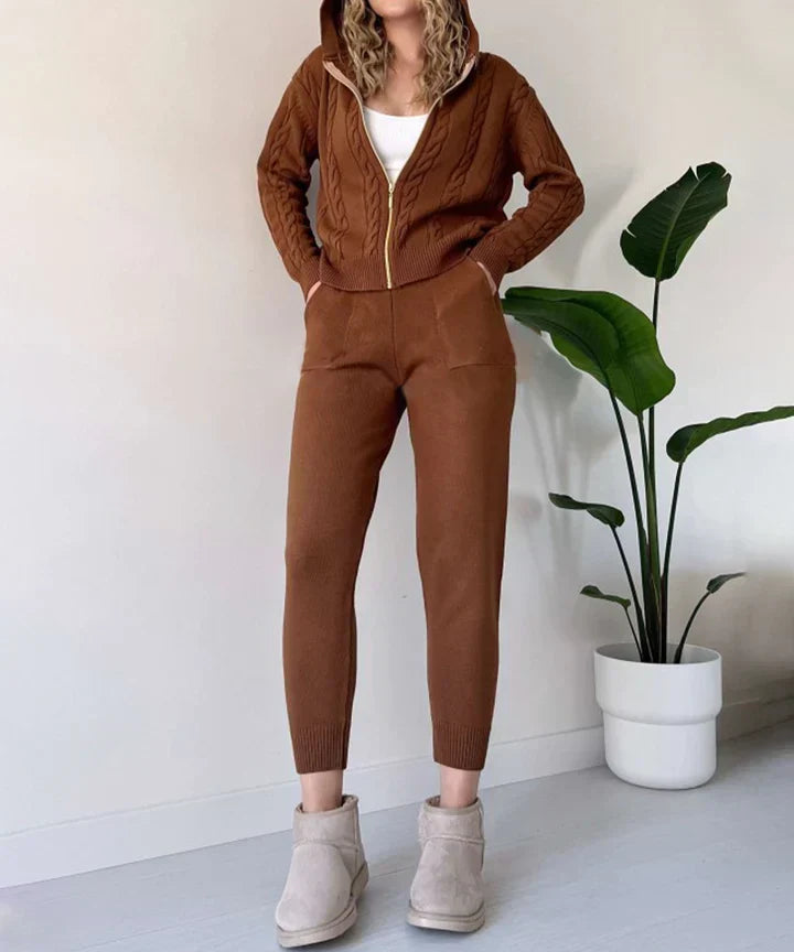 Linda Two-piece set casual jacquard knit sweater