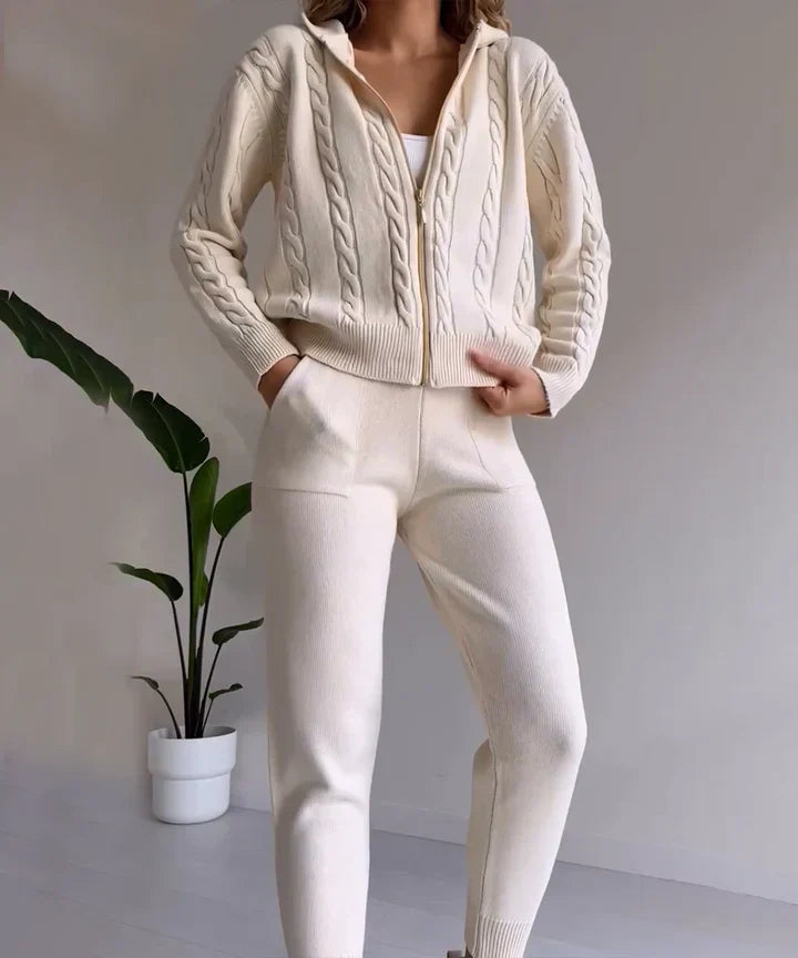 Linda Two-piece set casual jacquard knit sweater